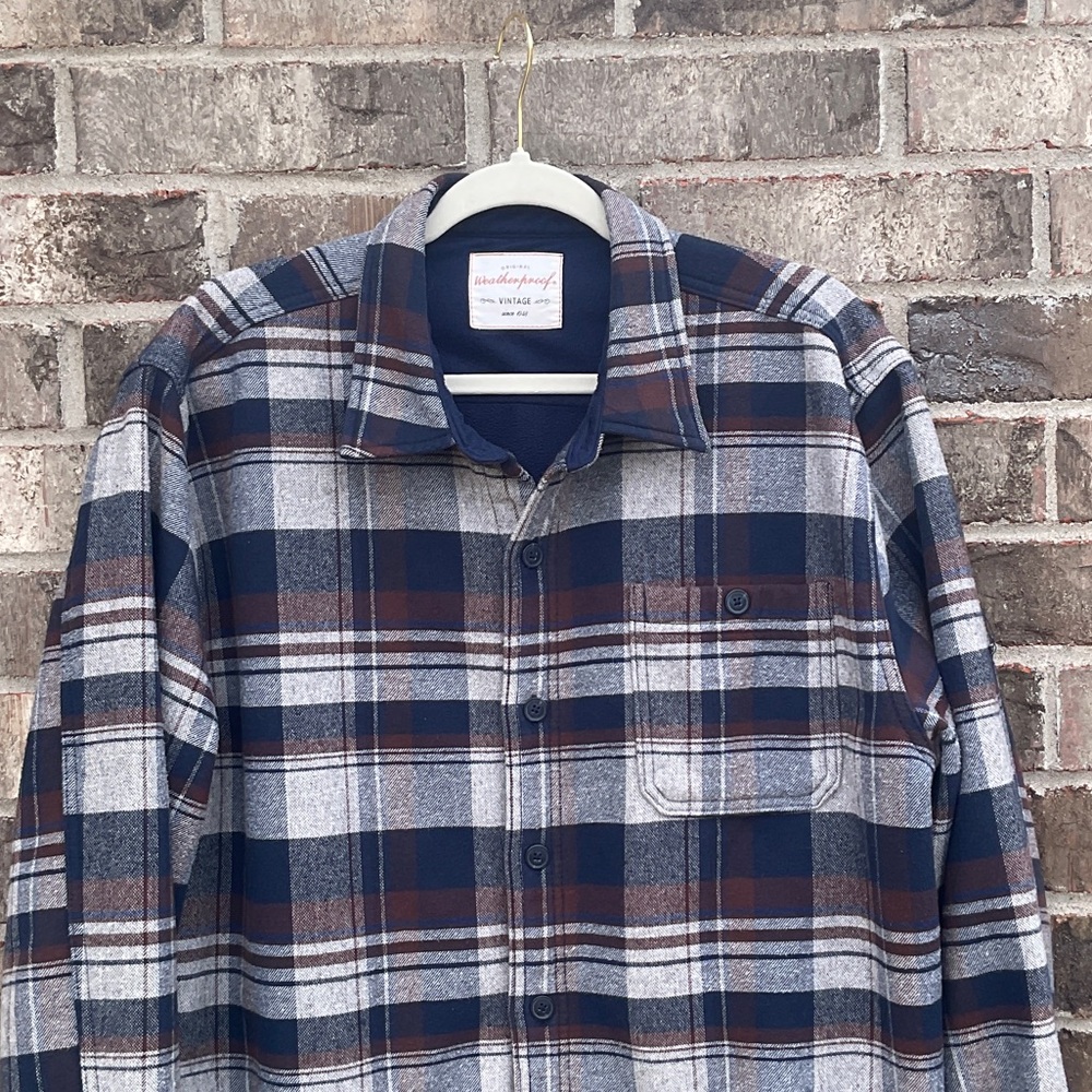 🔥 Take 50% OFF- WeatherProof Men's Plaid Shirt - Blue and Brown, Size-XL - Picture 3 of 13